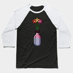 Pink Flower Bottle Baseball T-Shirt